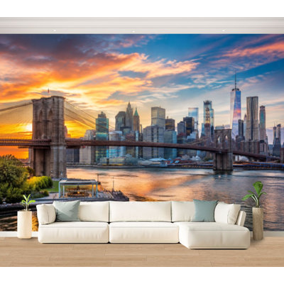 Wall Mural Peel and Stick Wallpaper New York City Skyline Self-Adhesive Removable Contact Paper Wall Decor for Living Room Bedroom 100"H x 144"W