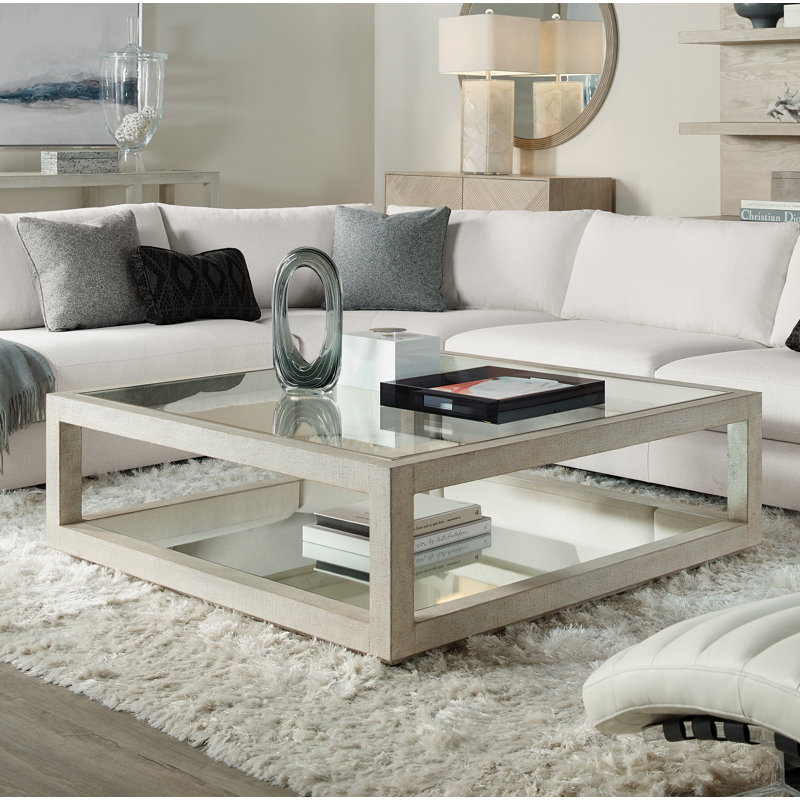 White Square Wood and Glass Cocktail Table