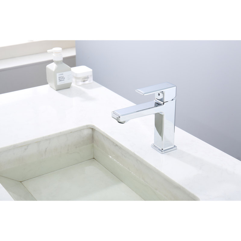 Robinet de meuble-lavabo élégant - débit de 1,5 / GPM, évier en zinc moderne à 1 trou, poignée centrale, corrosion, Silver