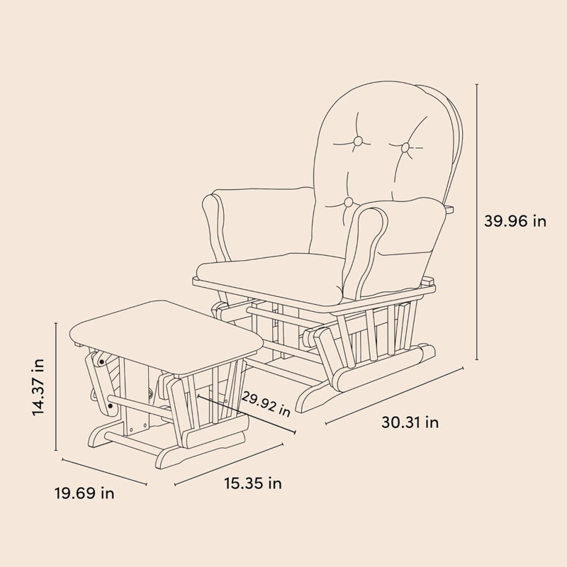 Premium Hoop Glider & Ottoman Solid Wood Nursery Chair