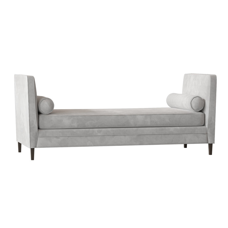 Lydia Upholstered Bench, Bella White Performance Velvet, Silver
