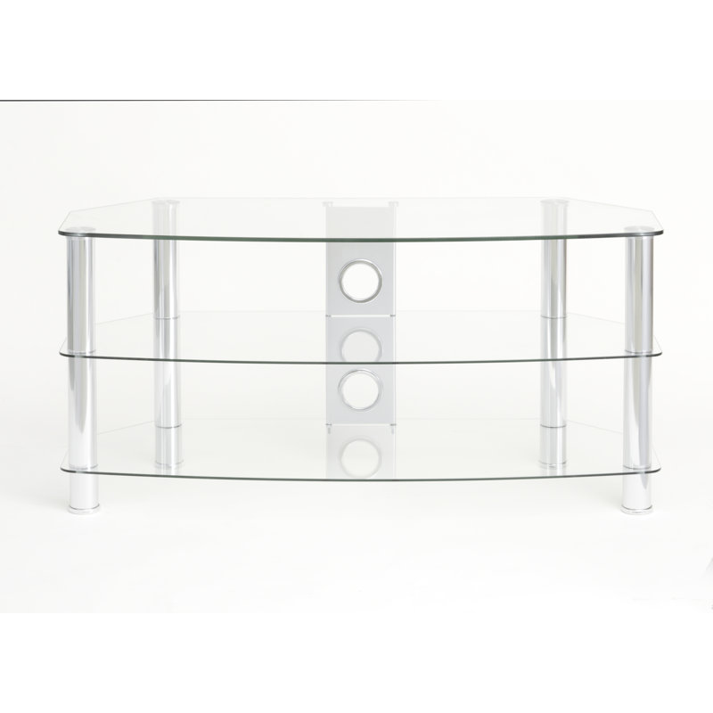Mayaguana TV Stand, 51”H x 80”L x 40”W, Chrome / Clear