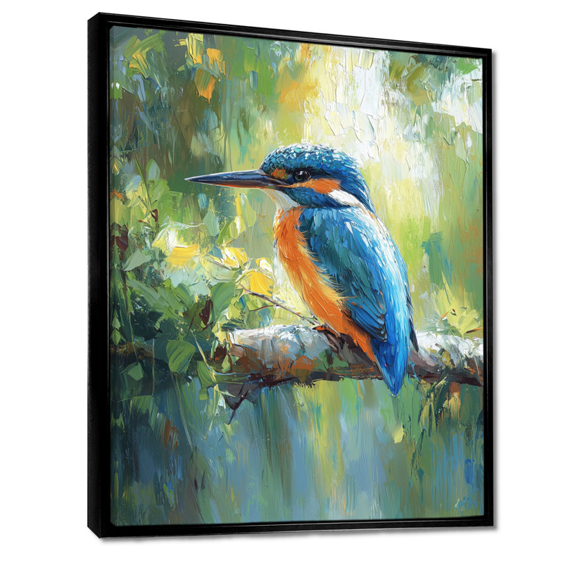 Caldwell Kingfisher By The Farm Stream I - Bird Canvas Print, Black, Floater Framed Print, 20" H x 12" W