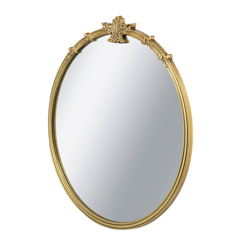 Miroir mural 30 po x 31 po avec finition dorée et écusson décoratif