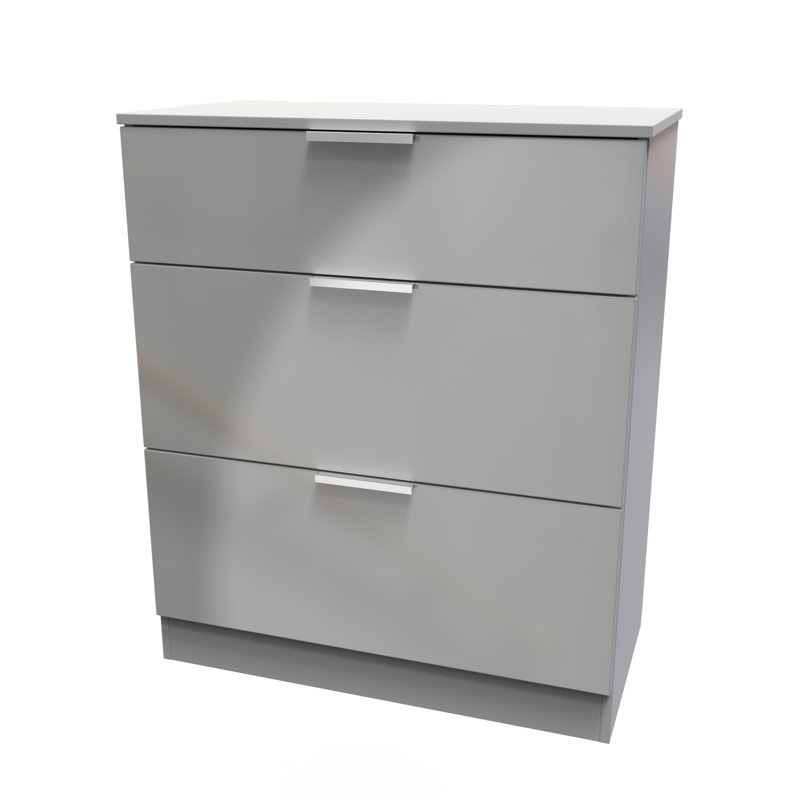Fully Assembled Lemeiux 3 - Drawer Chest of Drawers, Uniform Grey/Dusk Grey