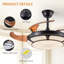 Ventilateur de plafond rétractable de 42 po avec lumière, ventilateur de lustre moderne à DEL avec télécommande, pales réglables à 6 vitesses, moteur à courant continu silencieux, éclairage à intensité variable pour le salon, la chambre à coucher, la salle à manger
