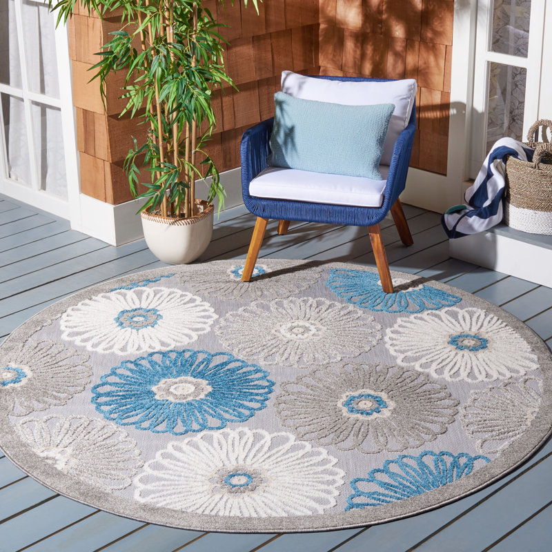 Tapis à fleurs Josia Performance, Rond 6 pi 7 po