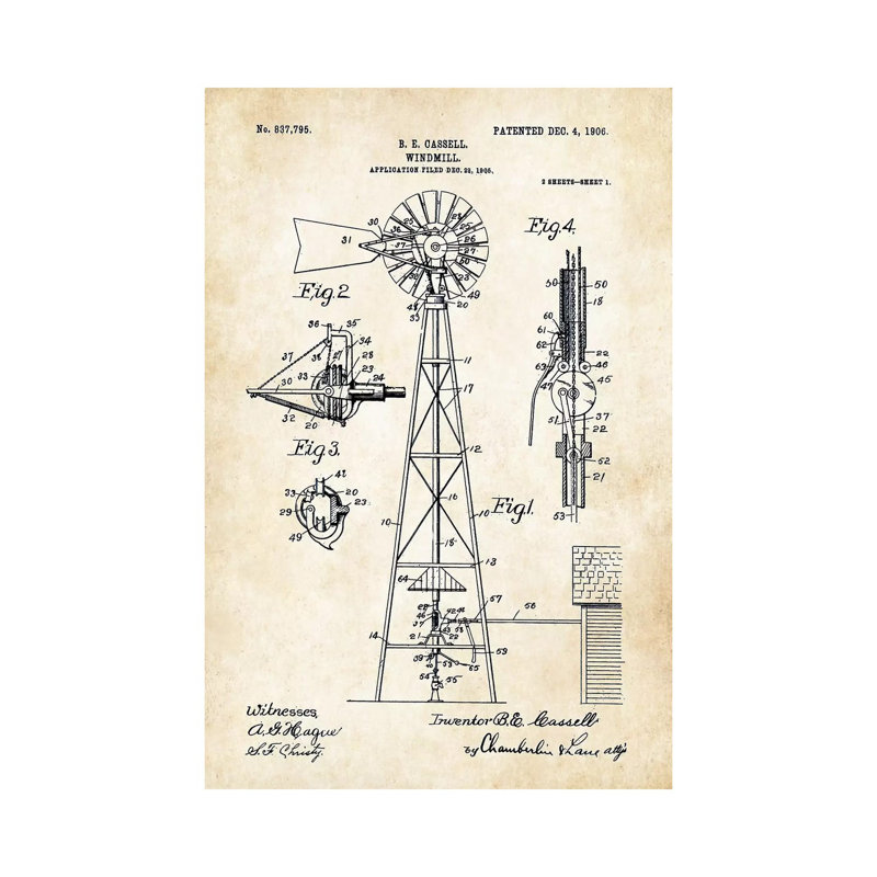 Windmill (1906) - Wrapped Canvas Print, 20.32 cm H x 30.48 cm W