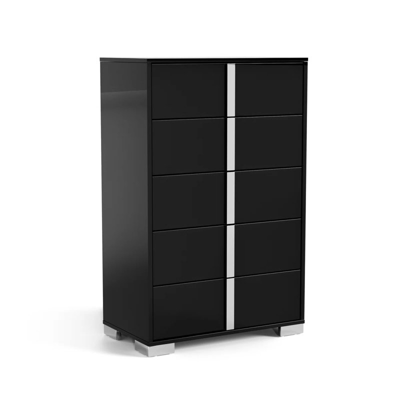 Commode contemporaine Sinistra, noir piano, Noir piano