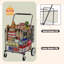 Panier pliant avec capacité de 374 lb, 26 po x 21 po, double panier, roues pivotantes à 360 degrés, roues arrière de 8,7 po, sac imperméable, épicerie, blanchisserie, gris