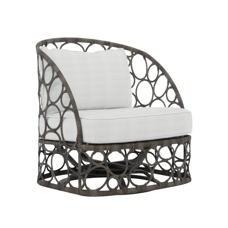 Bali Swivel Patio Chair with Cushions, Dove Gray, White Sunbrella 6063-000