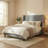 Modern Queen Velvet Upholstered Wingback Bed with Tall Tufted Headboard