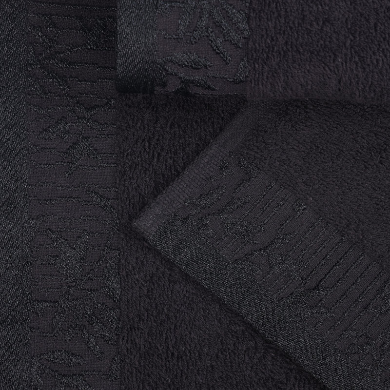 Ensemble de serviettes de bain en coton de poids moyen à bordure florale en jacquard pour la salle de bain Carinna