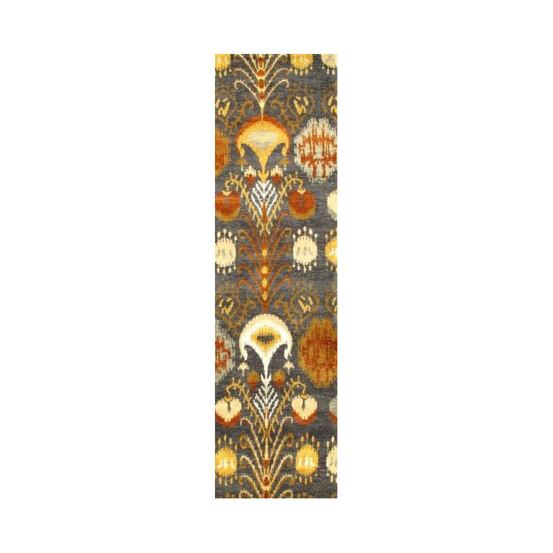 Wool Ikat Area Rug in Gray