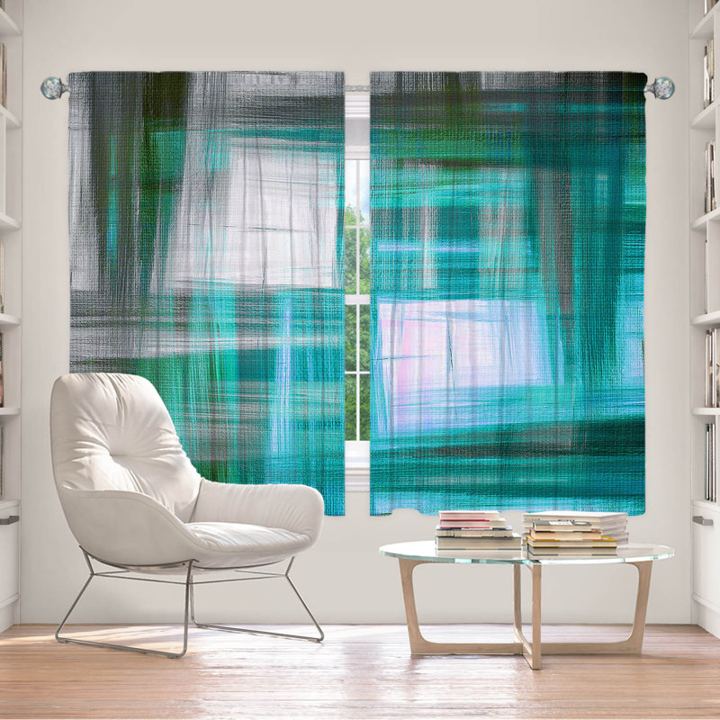 Room Darkening Curtain Pair, 56" W x 78" L, Teal/Green