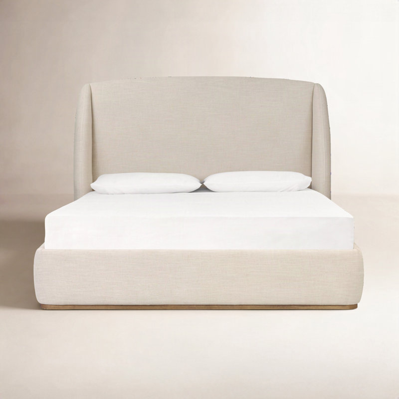 Hallward Calloway Upholstered Wingback Bed, Queen, Cambric Ivory