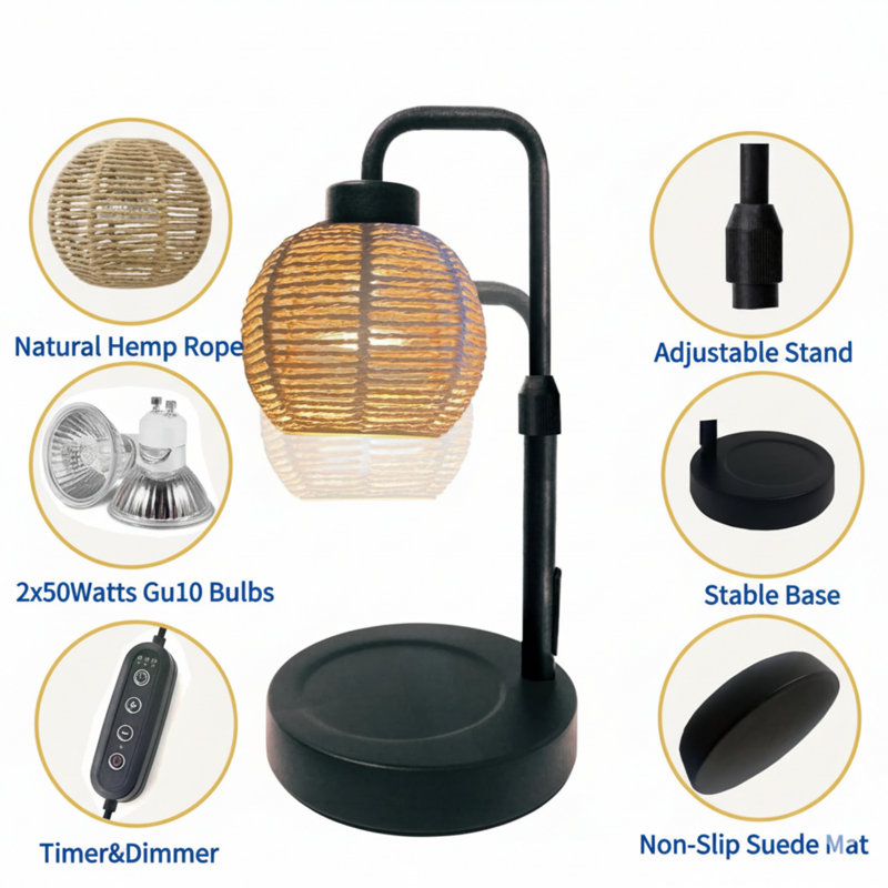 Lampe de bougie chauffe-bougie, lampe de bougie avec minuterie de cire fondante - à intensité variable et à hauteur de lampe de cire chauffante pour bougie chauffe-bougie parfumée Home Decor Brightness
