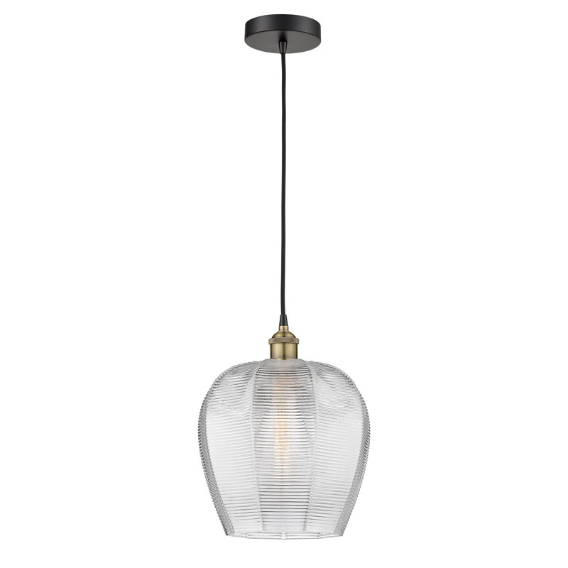 Laneika 1 - Light Single Drop Pendant Pendant, Brushed Brass, Clear, 15.13" H x 11.75" W x 11.75" D