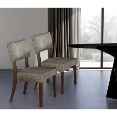 Ensemble de deux chaises d'appoint à dossier ouvert en tissu capitonné gris et brun