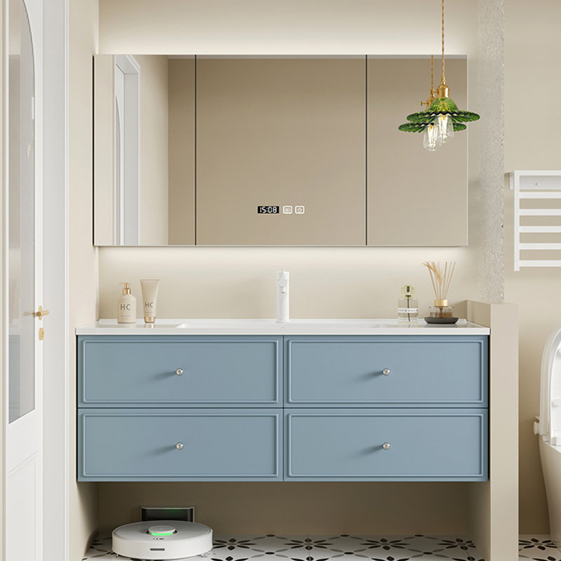 Armoire de salle de bain moderne et simple, Bleu, H 19,7 po x l 47,2 po x P 19,7 po