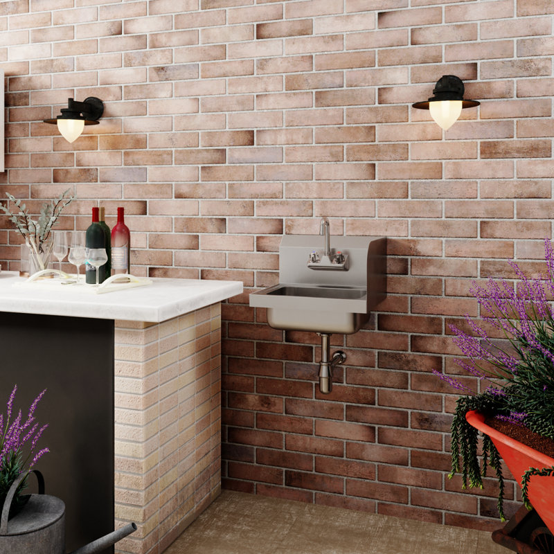 Stainless Steel Wall Mounted Hand Sink 17 in. x 15 in. With Right Side Splash And Gooseneck Faucet