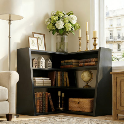 4 Tier Wood Narrow Bookcase ,Small Expandable Book Shelf