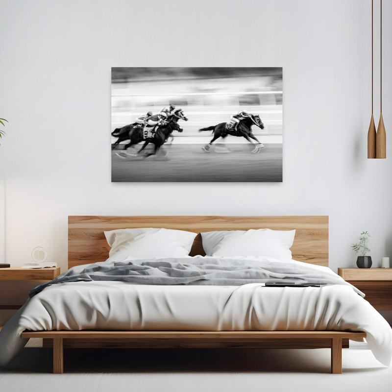 Affiche murale contemporaine représentant des chevaux de course au galop, 40" H x 60" W