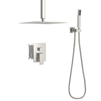 Topcraft 16-Inch Ceiling Mount Square Shower System With Rough-In Valve