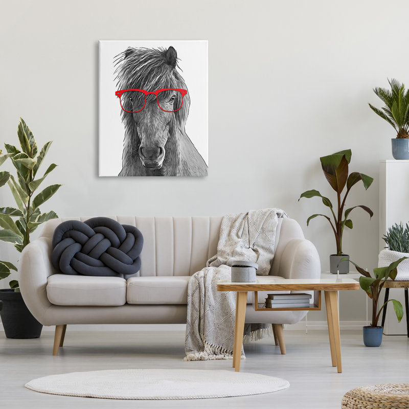 Au-554-Toile, cheval, lunettes rouges, animal amusant sur toile par Annalisa Latella, impression