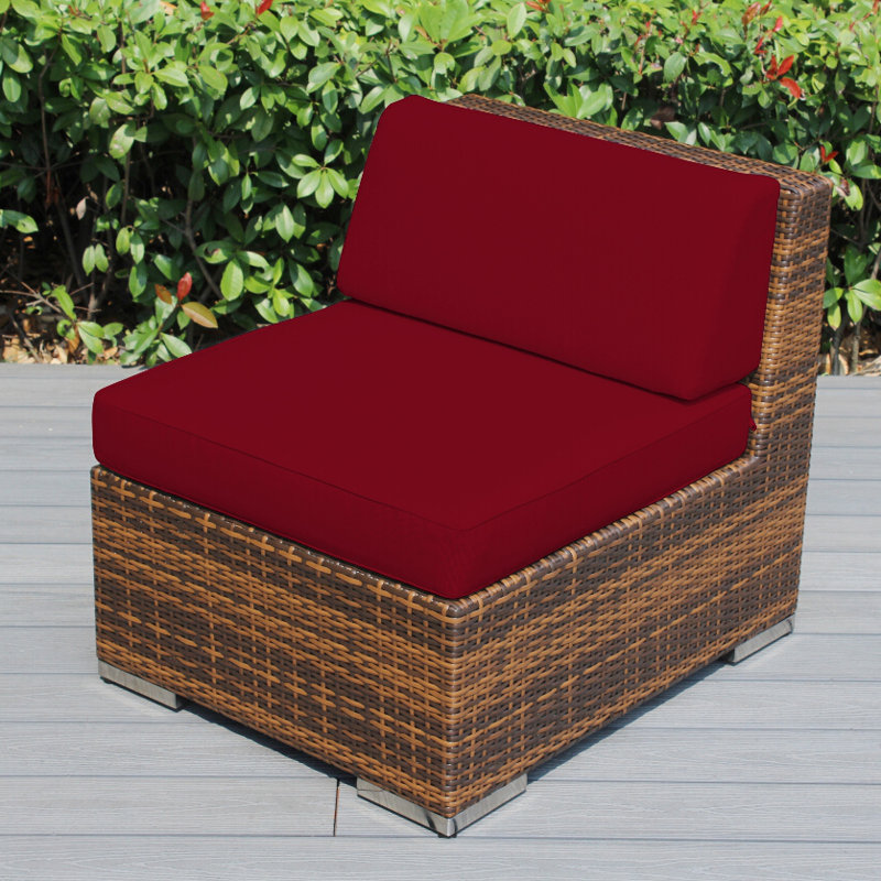 Chaise de patio avec coussins Billyjo, Rouge, Mélange de bruns