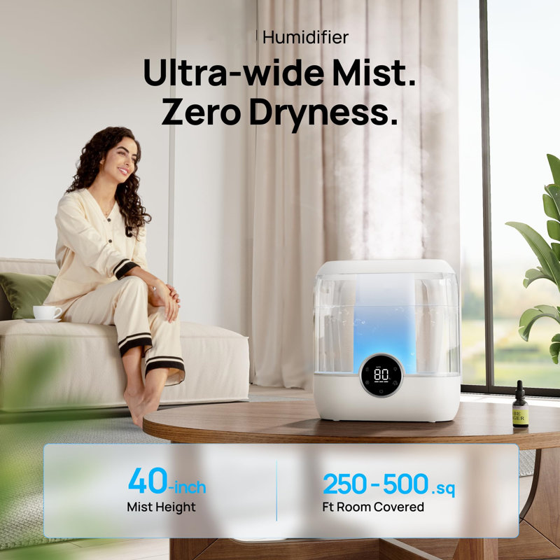 White Ultrasonic Cool Mist Humidifier with Digital Display