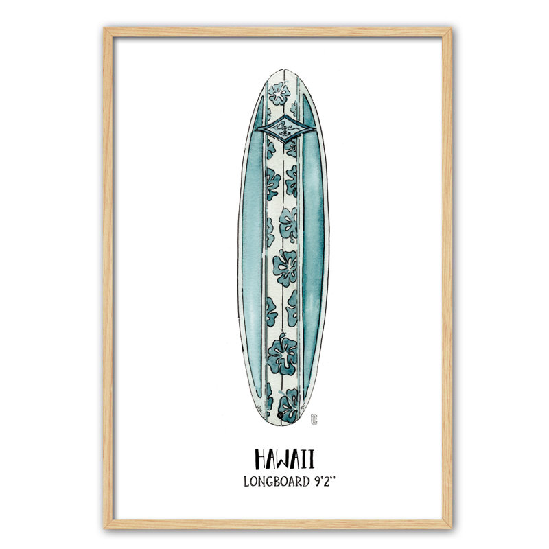 Objects Hawaii Surf by César Ortiz Echagüe - Single Picture Frame Painting, 60cm H x 40cm W x 3cm D