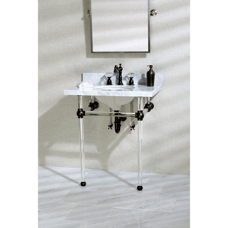 Kingston Brass Templeton 30-Inch Vanity Top with Clear Acrylic Legs (8-Inch, 3-Hole), Oil Rubbed Bronze