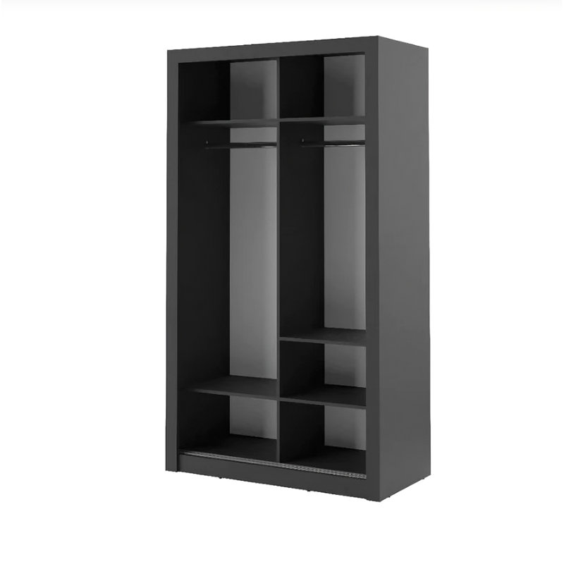 Tourville 2 Door Manufactured Wood Wardrobe, Black, 215cm H x 120cm W x 60cm D