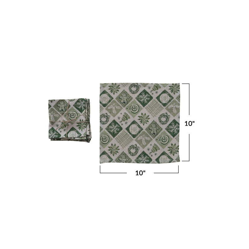 Artisan Botanical Cotton Linen Napkin Set