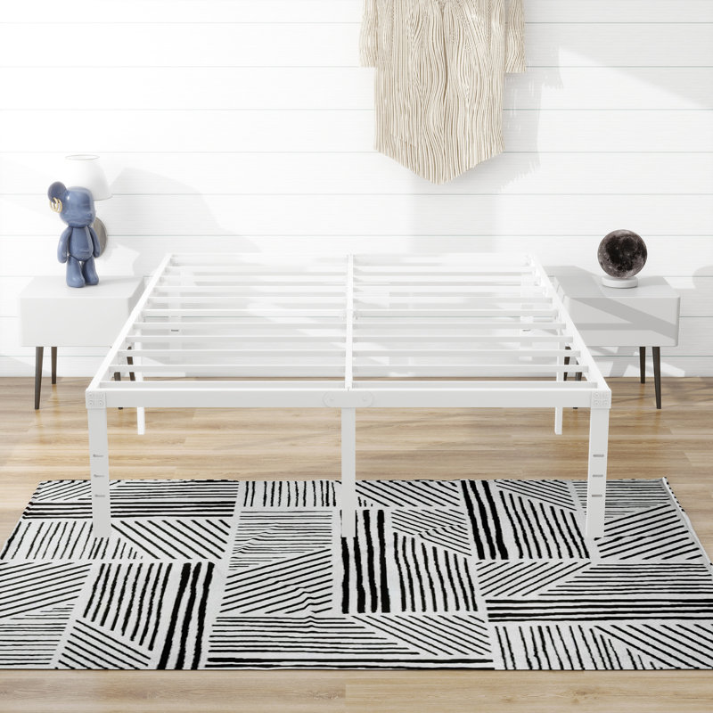 Base de lit plateforme en métal, Grand, Blanc