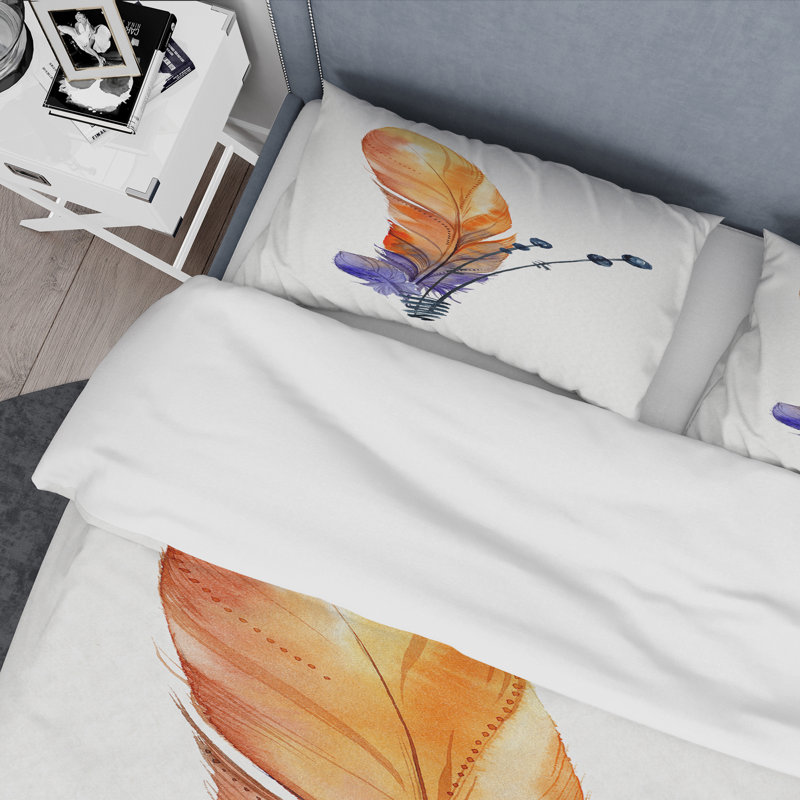 Ensemble de housse de couette bohème et éclectique de couleur orange animal