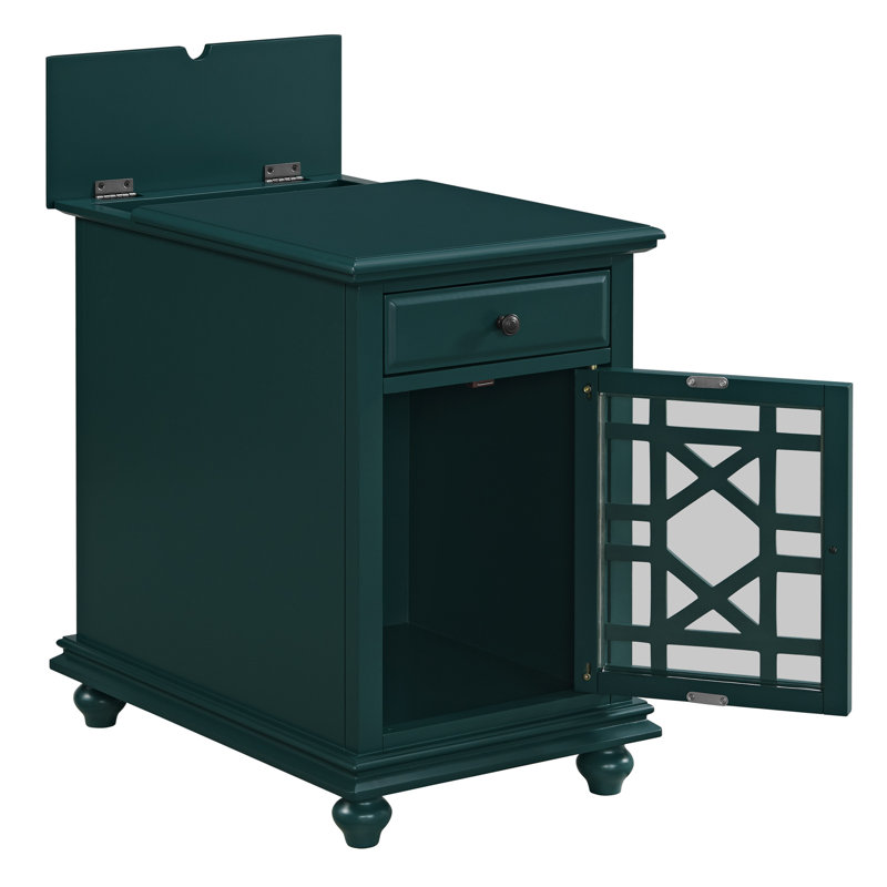 Ahmara End Table with Storage and Built-In Outlets, Seamoss