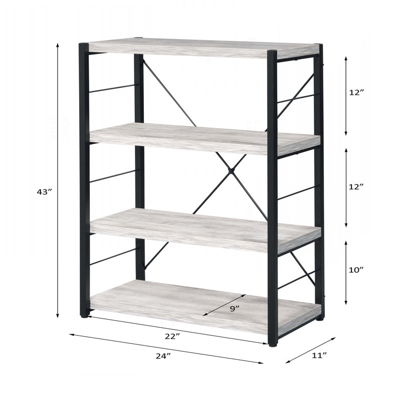 Versatile Freestanding Bookshelf with Faux Concrete Shelves and Metal Frame