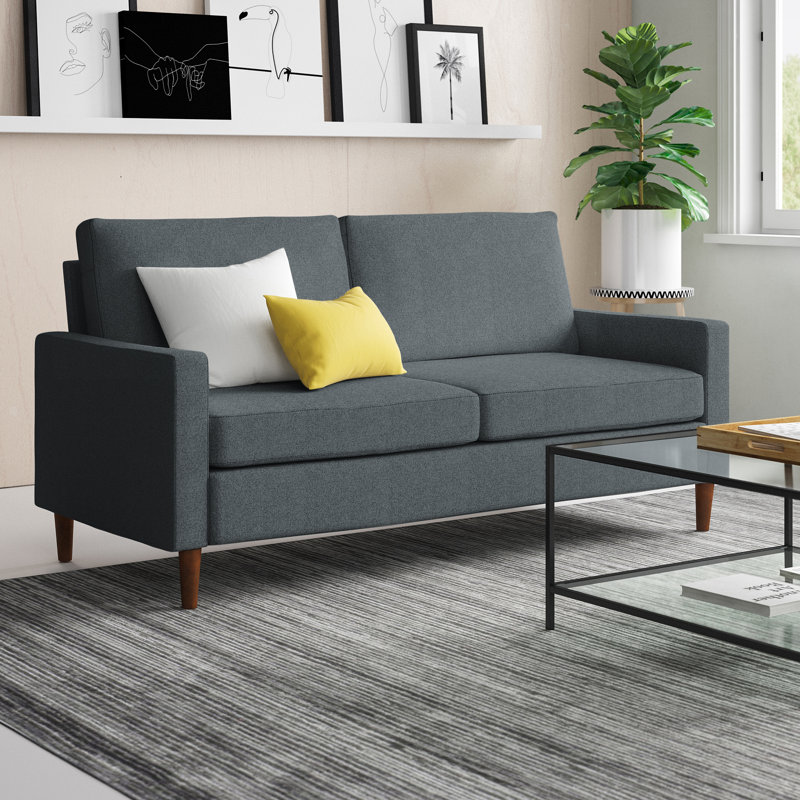 Canapé à accoudoirs carrés 72,5 po, Mélange de polyester gris anthracite