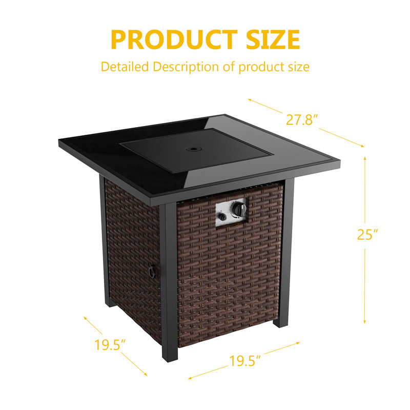 28'' Propane Fire Pit Table, 50,000 BTU Steel Gas Fire Pit for Outdoor, Outside Patio Deck, Brown