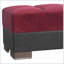 Repose-pieds moderne avec rangement, technologie Click-Clack, microfibre de polyuréthane rouge bourgogne - idéal pour studio, dortoir, salon | Noyer brun | Pieds en bois
