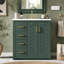 Meuble-lavabo de salle de bain 30 po avec lavabo en céramique, 3 tiroirs et portes à fermeture douce, armoire de rangement sur pied en bois massif - Vert-1792723675