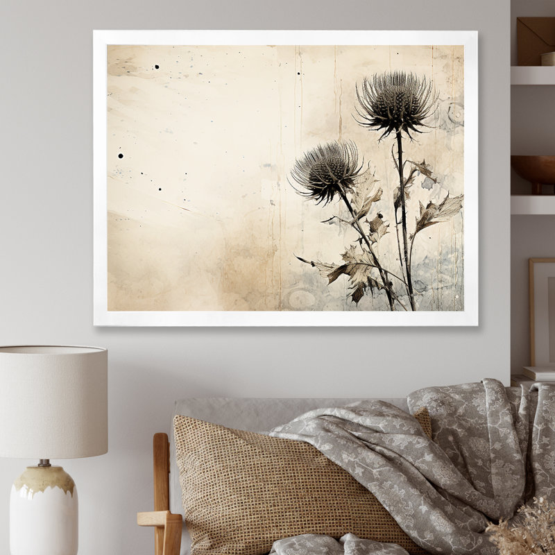 Minimalisme chardon sur toile, Cadre photo blanc, H 34 po x l 44 po x P 1,5 po