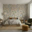 Papier peint floral, décoration murale amovible minimaliste beige