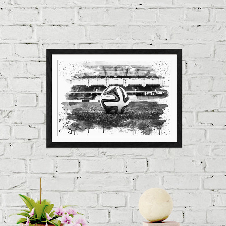 Football Pitch Ball - Wall Art, 45cm H x 62cm W, Framed Picture