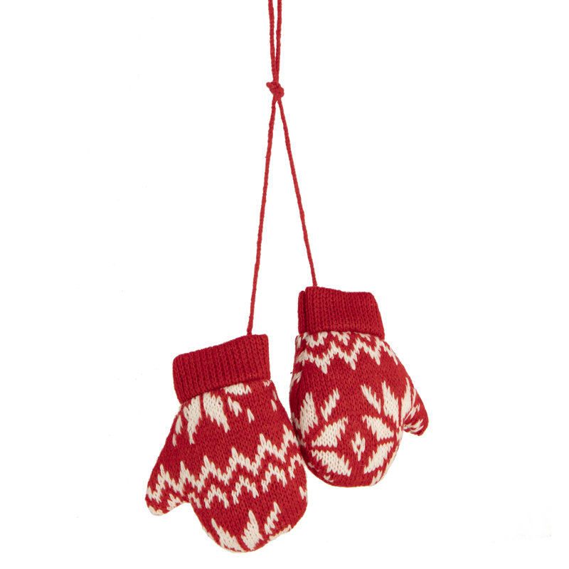 Ornement de Noël 4 po en tricot nordique rouge et blanc