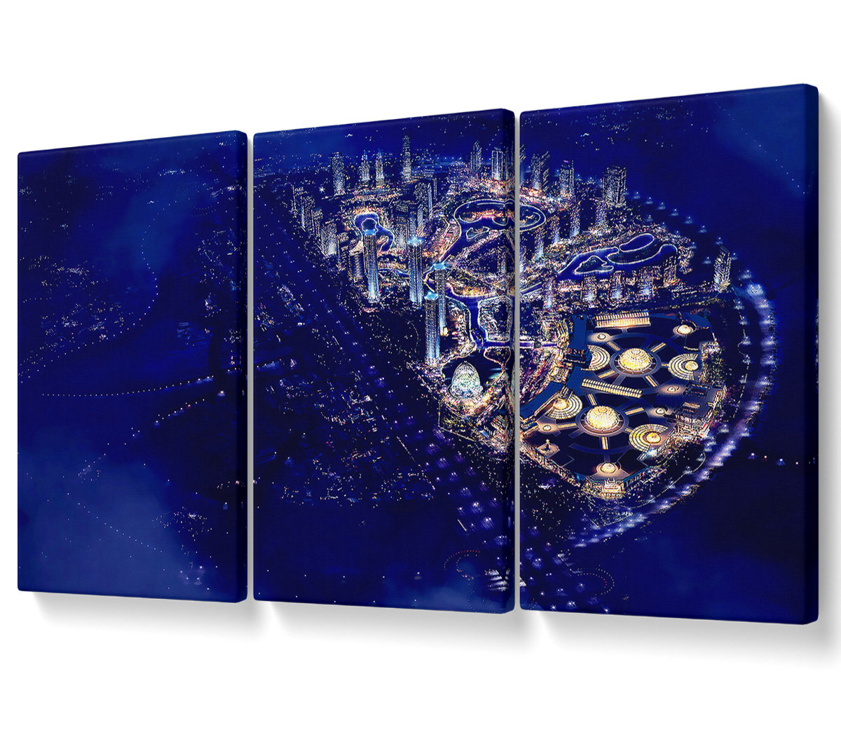 Ebern Designs Dubai Blue Nights - 3 Piece Wrapped Canvas Graphic Art ...