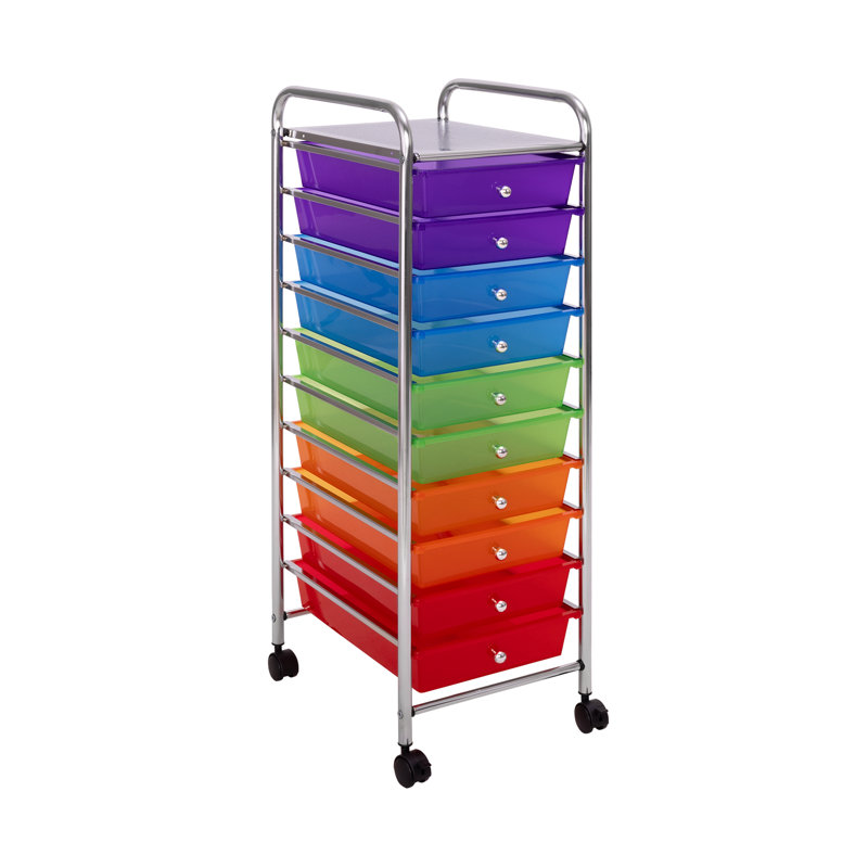 10 Drawer Storage Organizer Cart, Translucent Multi-Color