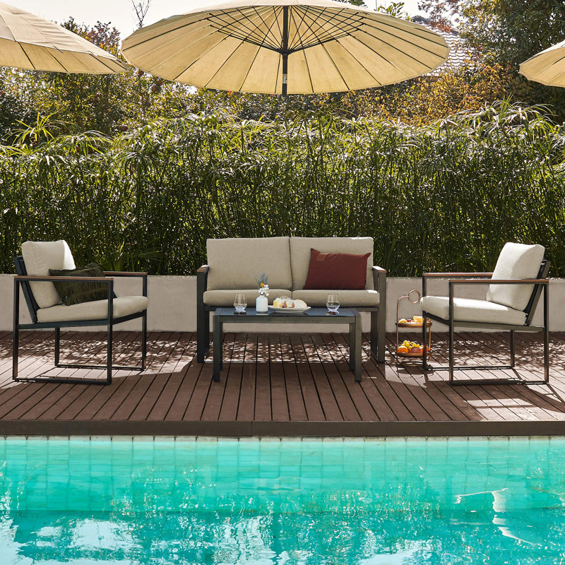 Atara 4 - Person Patio Conversation Set with Cushions, Beige